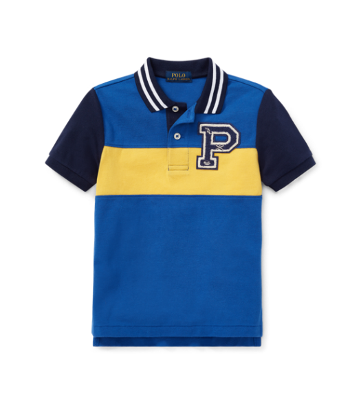 Polo Ralph Lauren Blue /Yellow With "P" Enbroidered Logo Polo Shirt 